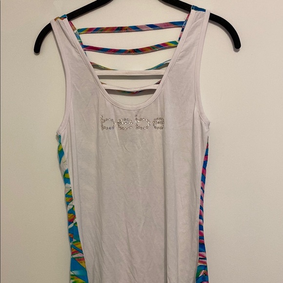 bebe Tops - Bebe White and Multicolor Strappy Tank Top